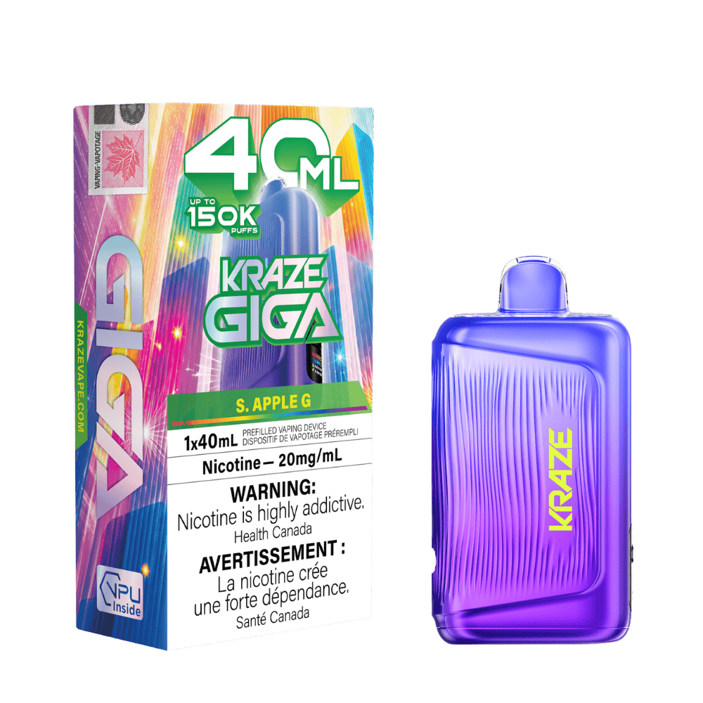 Kraze Giga 150K - S Apple G Disposable Vape available on Canada online vape shop