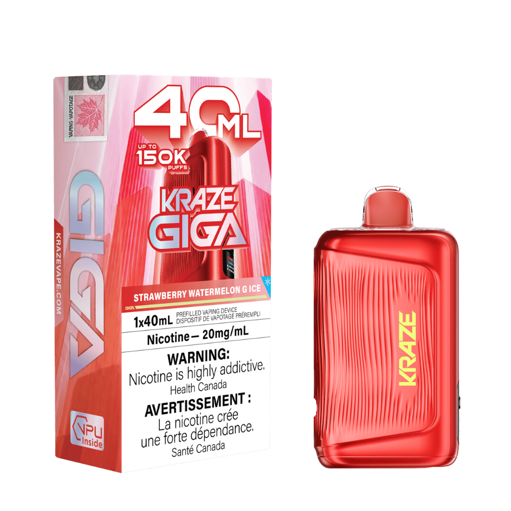 Kraze Giga 150K - Strawberry Watermelon G Ice Disposable Vape available on Canada online vape shop