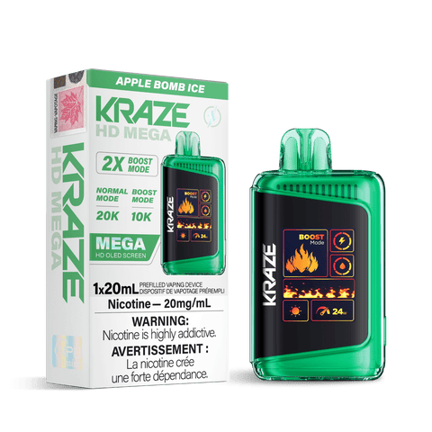 Kraze HD Mega - Apple Bomb Ice Disposable Vape available on Canada online vape shop