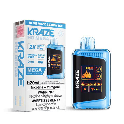 Kraze HD Mega - Blue Razz Lemon Ice Disposable Vape available on Canada online vape shop