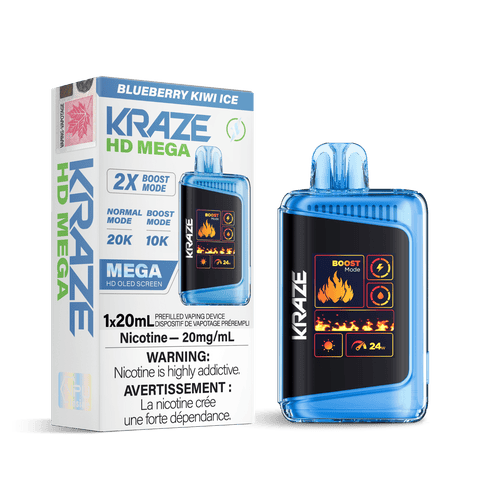 Kraze HD Mega - Blueberry Kiwi Ice Disposable Vape available on Canada online vape shop