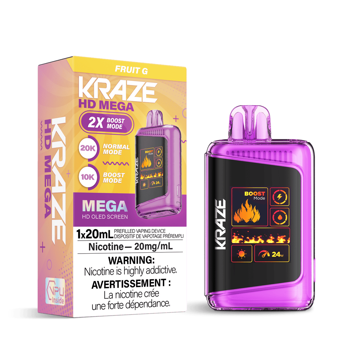 Kraze HD Mega - Fruit G Disposable Vape available on Canada online vape shop