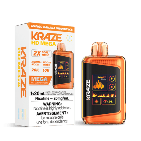 Kraze HD Mega - Mango Banana Orange Ice Disposable Vape available on Canada online vape shop