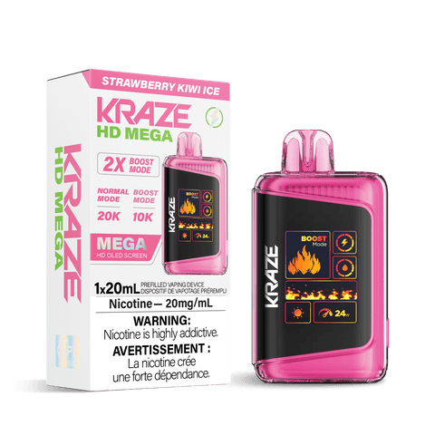 Kraze HD Mega - Strawberry Kiwi Ice Disposable Vape available on Canada online vape shop