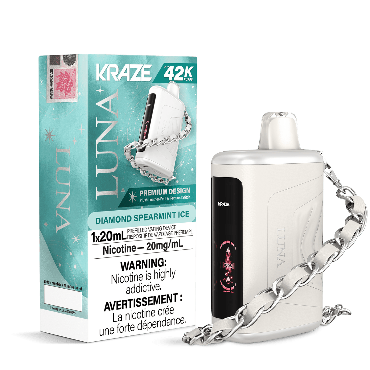 Kraze Luna - Diamond Spearmint Disposable Vape available on Canada online vape shop