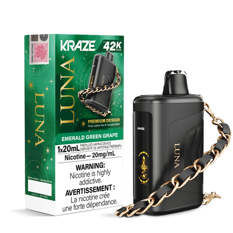 Kraze Luna - Emerald Green Grape Disposable Vape available on Canada online vape shop