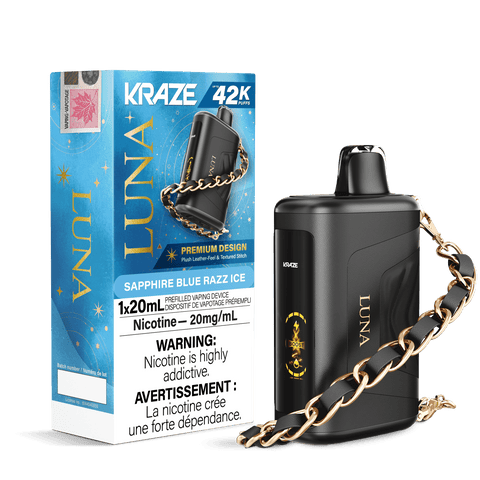 Kraze Luna - Sapphire Blue Razz Ice Disposable Vape available on Canada online vape shop