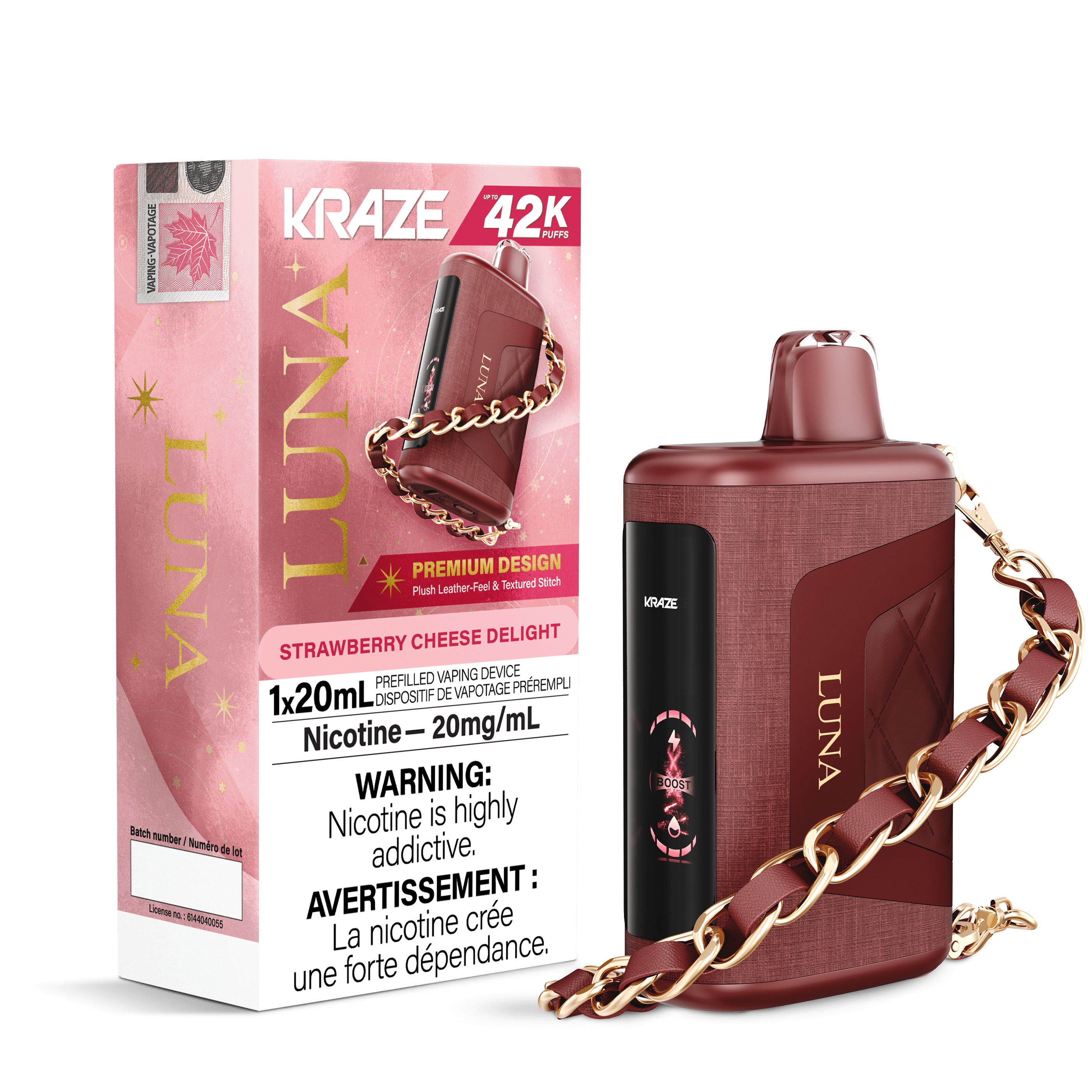 Kraze Luna - Strawberry Cheese Delight Disposable Vape available on Canada online vape shop