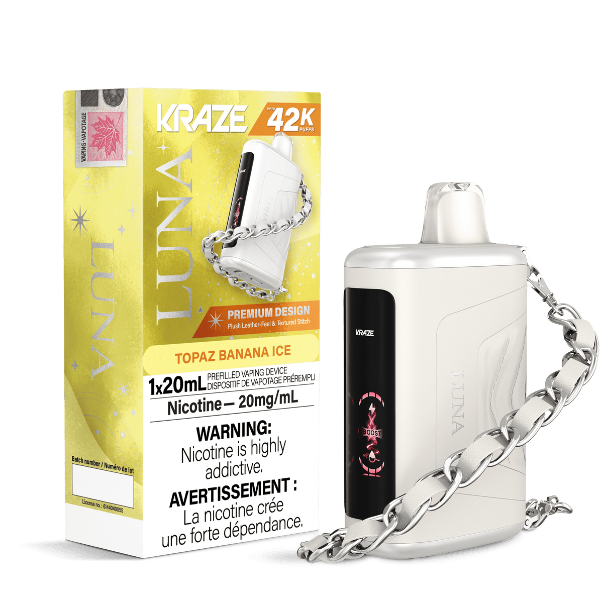 Kraze Luna - Topaz Banana Ice Disposable Vape available on Canada online vape shop