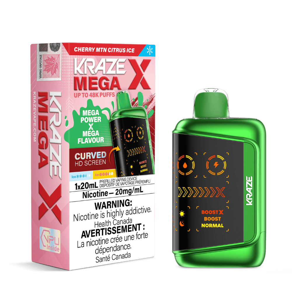 Kraze Mega X - Cherry MTN Citrus Ice Disposable Vape available on Canada online vape shop