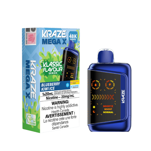 Kraze Mega X Blueberry Kiwi Ice Vape Canada 48K Puffs – DRAGON VAPE