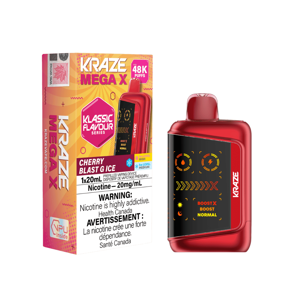 Kraze Mega X Klassic - Cherry Blast G Ice Disposable Vape available on Canada online vape shop