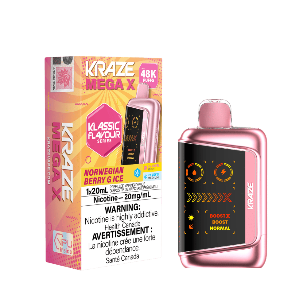 Kraze Mega X Klassic - Norwegian Berry G Ice Disposable Vape available on Canada online vape shop