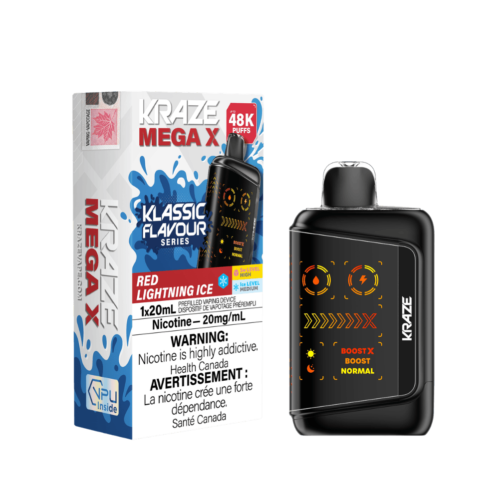 Kraze Mega X Klassic - Red Lighting Ice Disposable Vape available on Canada online vape shop