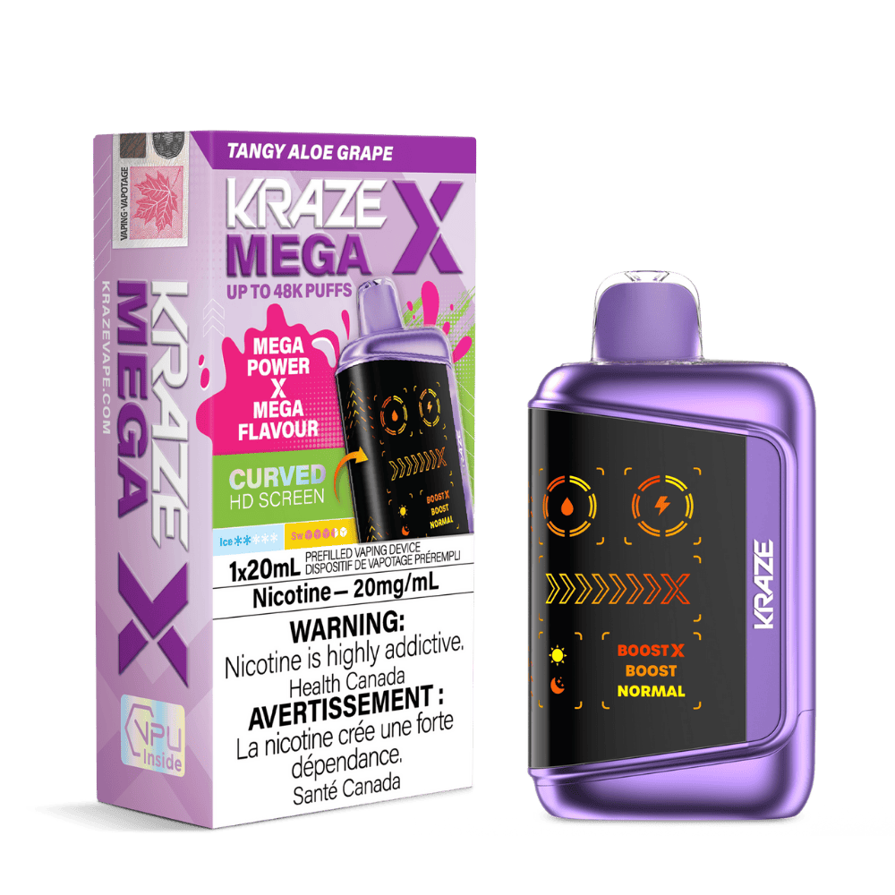 Kraze Mega X - Tangy Aloe Grape Disposable Vape available on Canada online vape shop