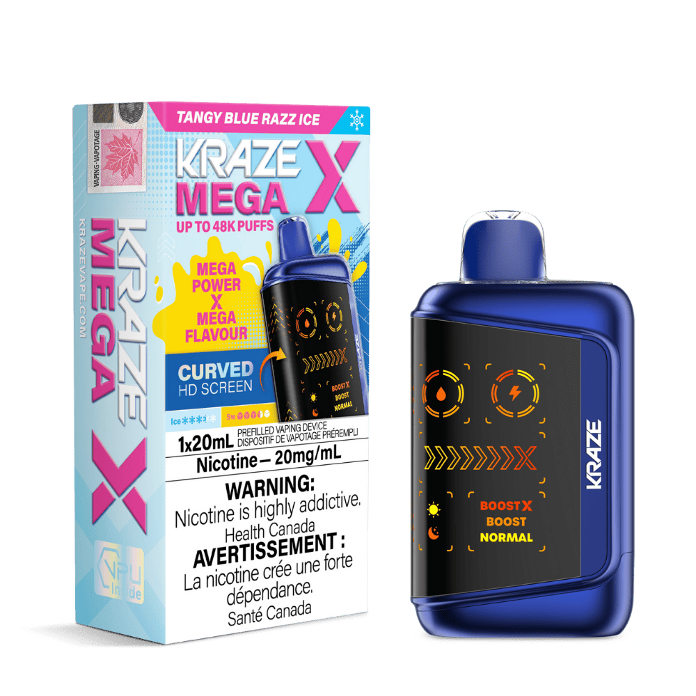 Kraze Mega X - Tangy Blue Razz Ice Disposable Vape available on Canada online vape shop