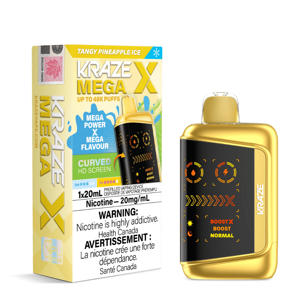 Kraze Mega X - Tangy Pineapple Ice Disposable Vape available on Canada online vape shop