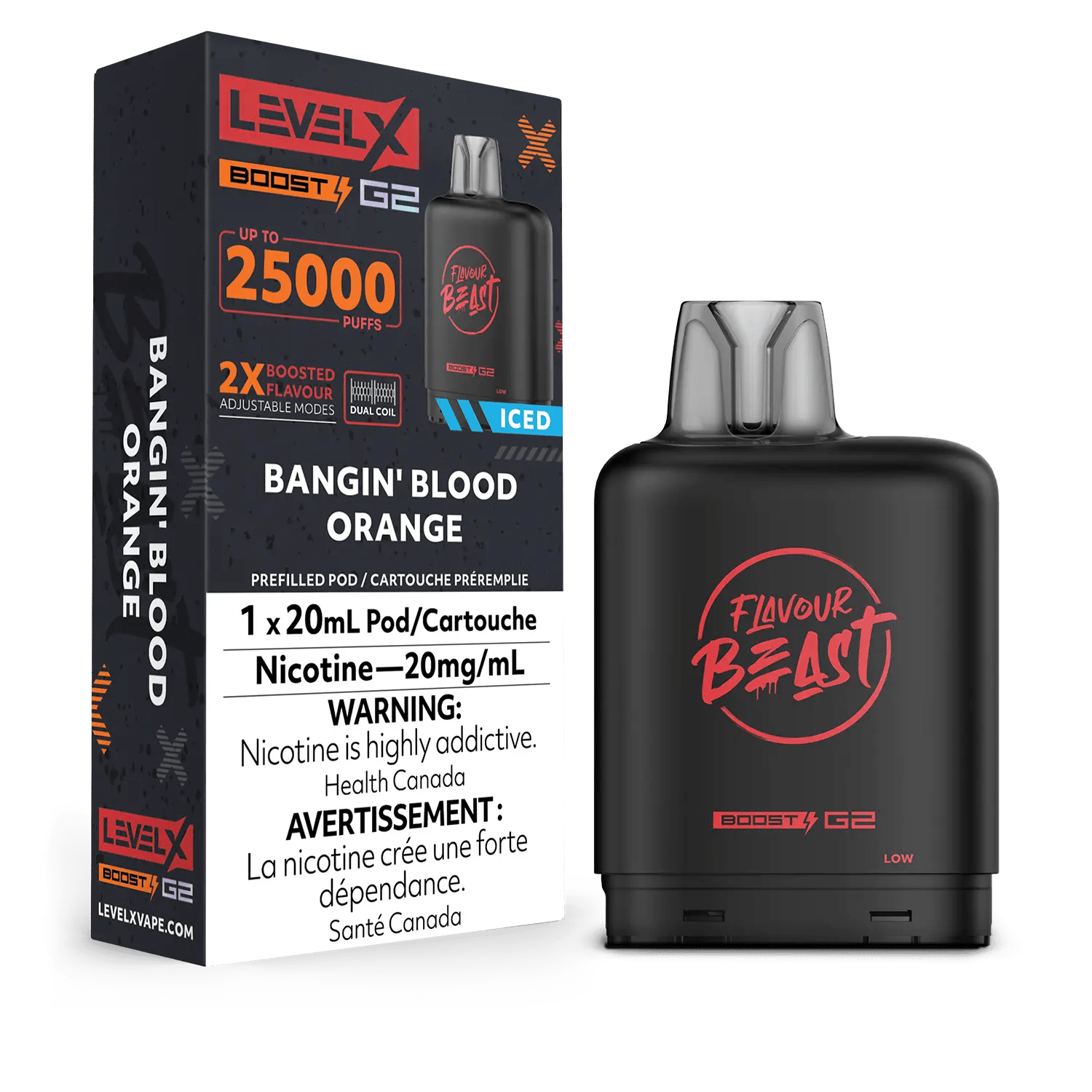 Level X Flavour Beast Boost Pod - Bangin' Blood Orange Iced available on Canada online vape shop