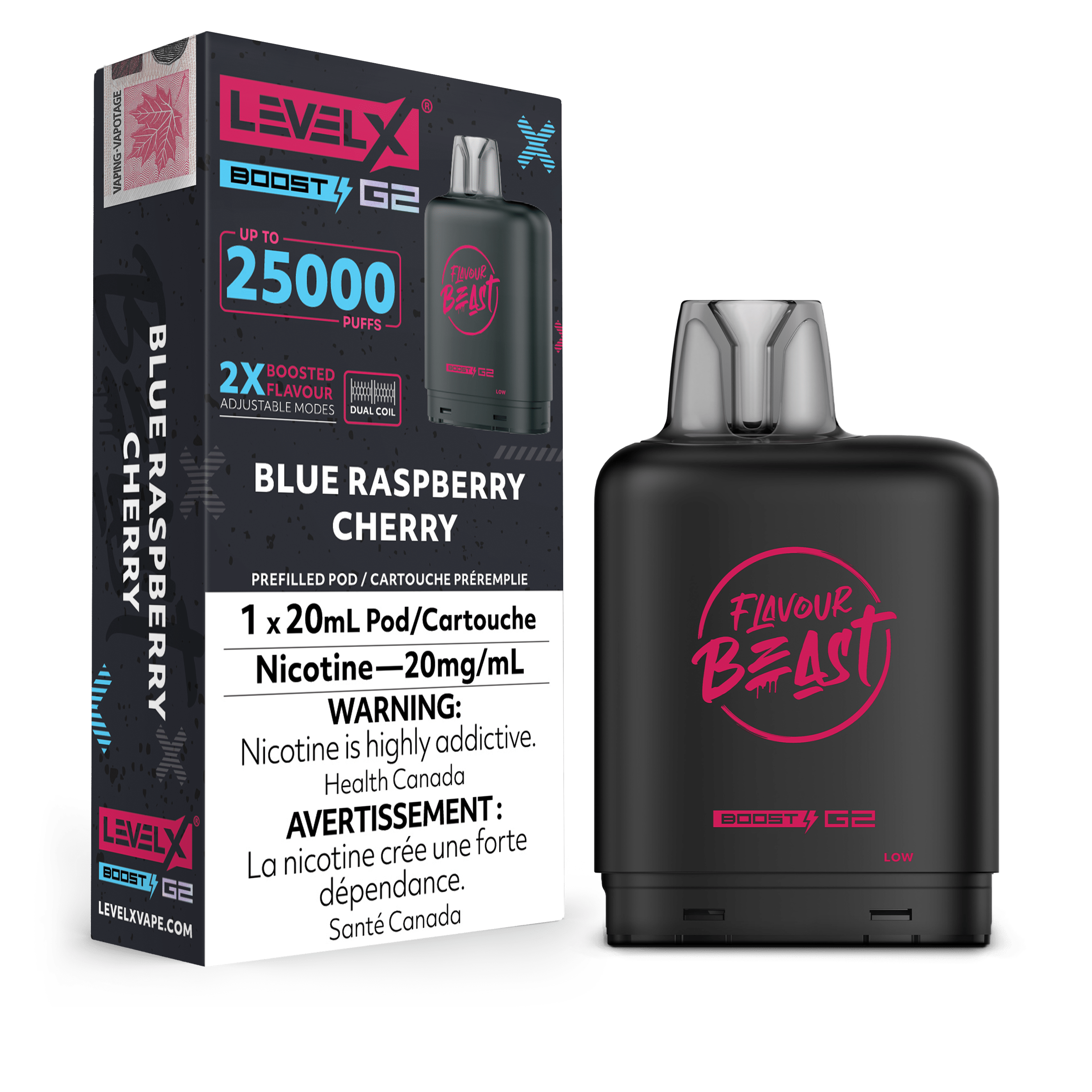 Level X Flavour Beast Boost Pod - Blue Raspberry Cherry available on Canada online vape shop