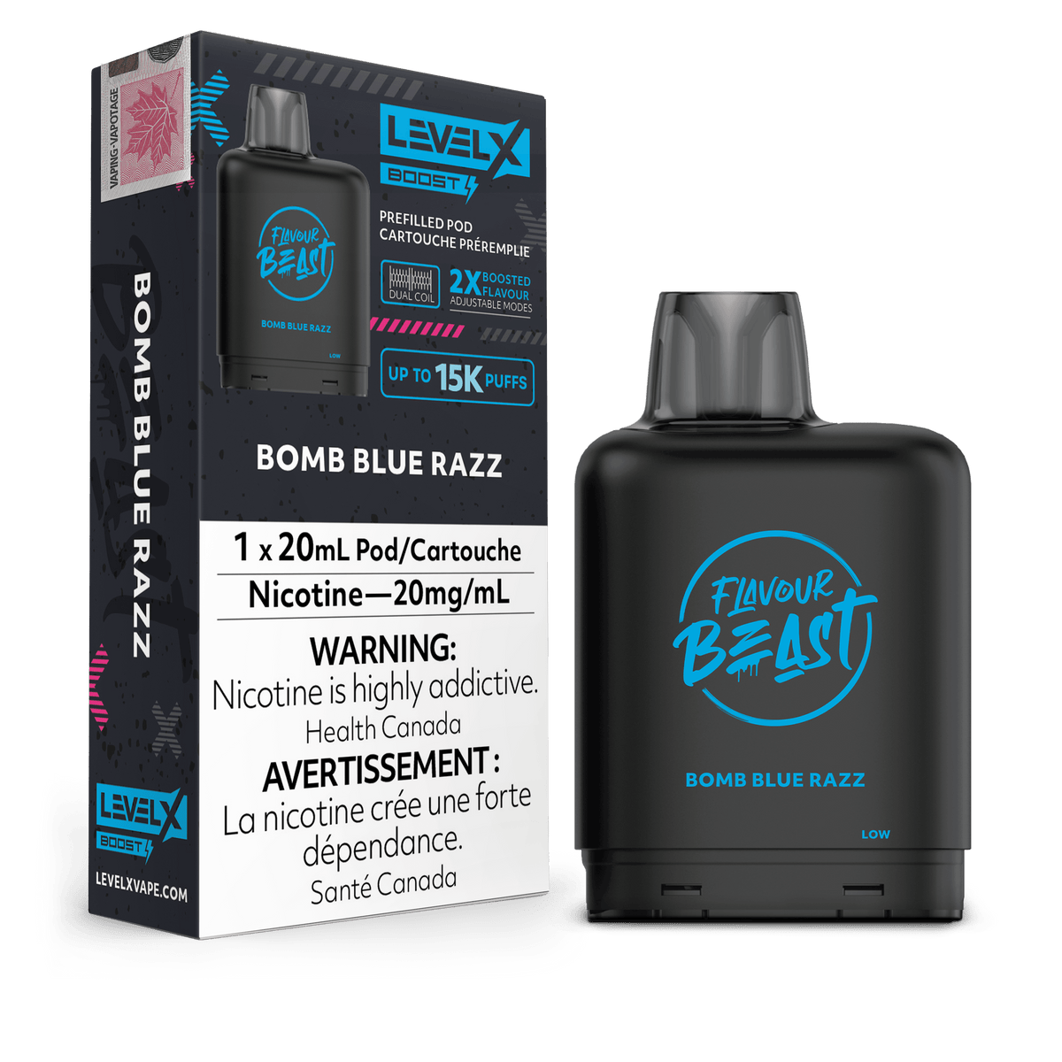 Level X Flavour Beast Boost Pod - Bomb Blue Razz available on Canada online vape shop