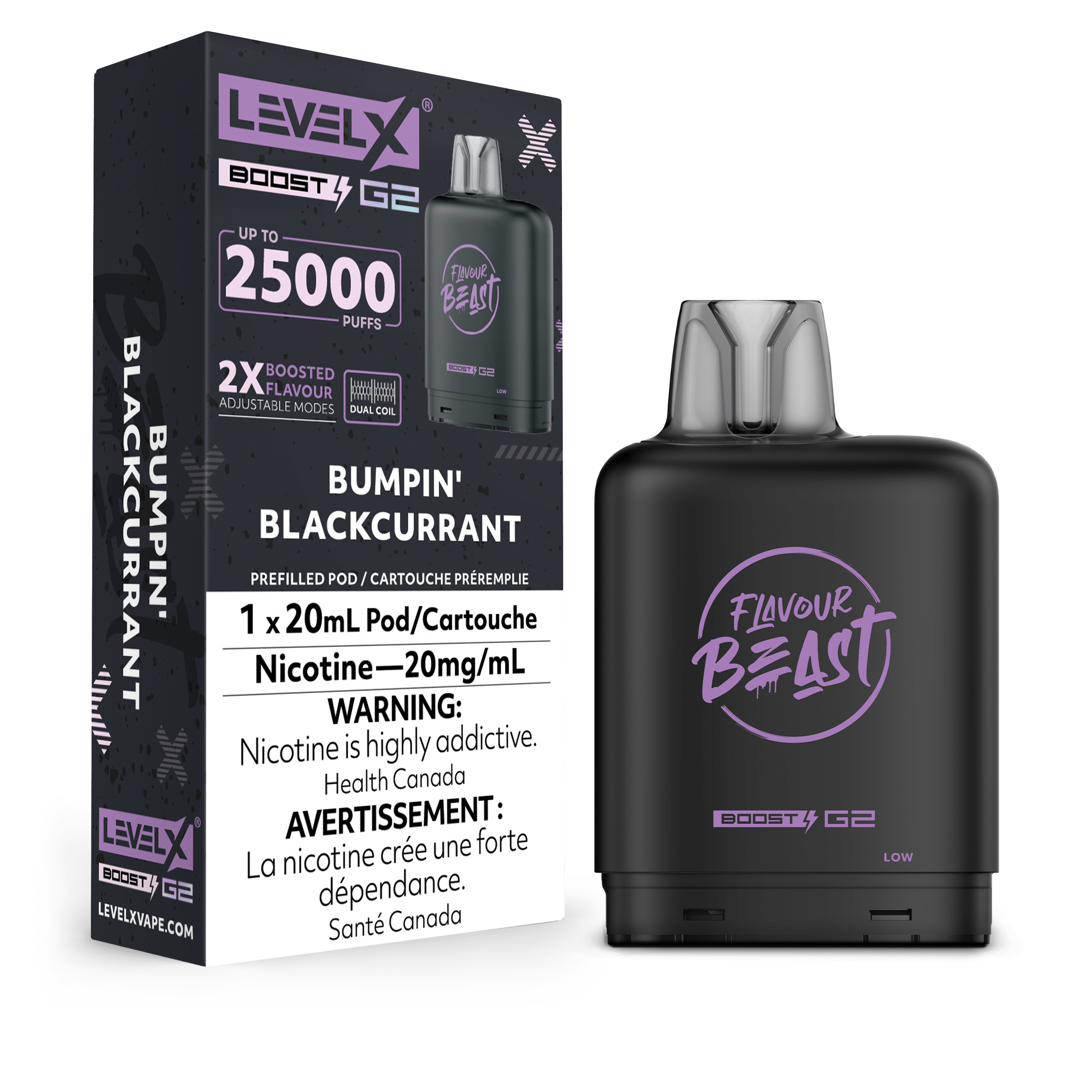 Level X Flavour Beast Boost Pod - Bumpin' Blackcurrant available on Canada online vape shop