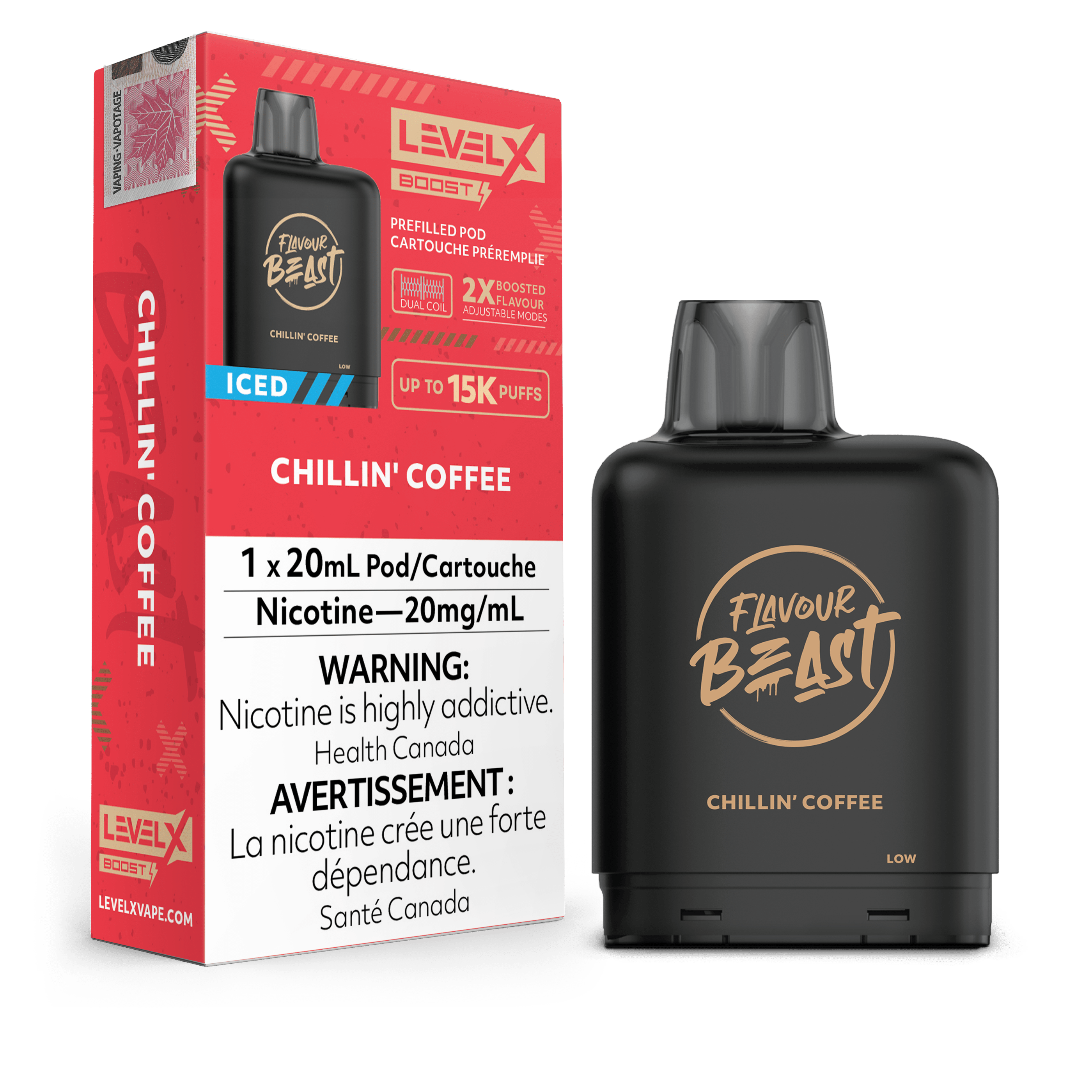 Level X Flavour Beast Boost Pod - Chillin' Coffee Iced available on Canada online vape shop