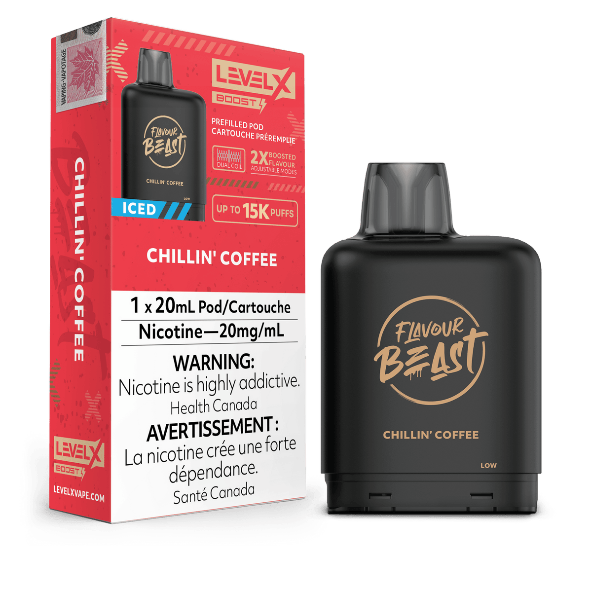 Level X Flavour Beast Boost Pod - Chillin' Coffee Iced available on Canada online vape shop