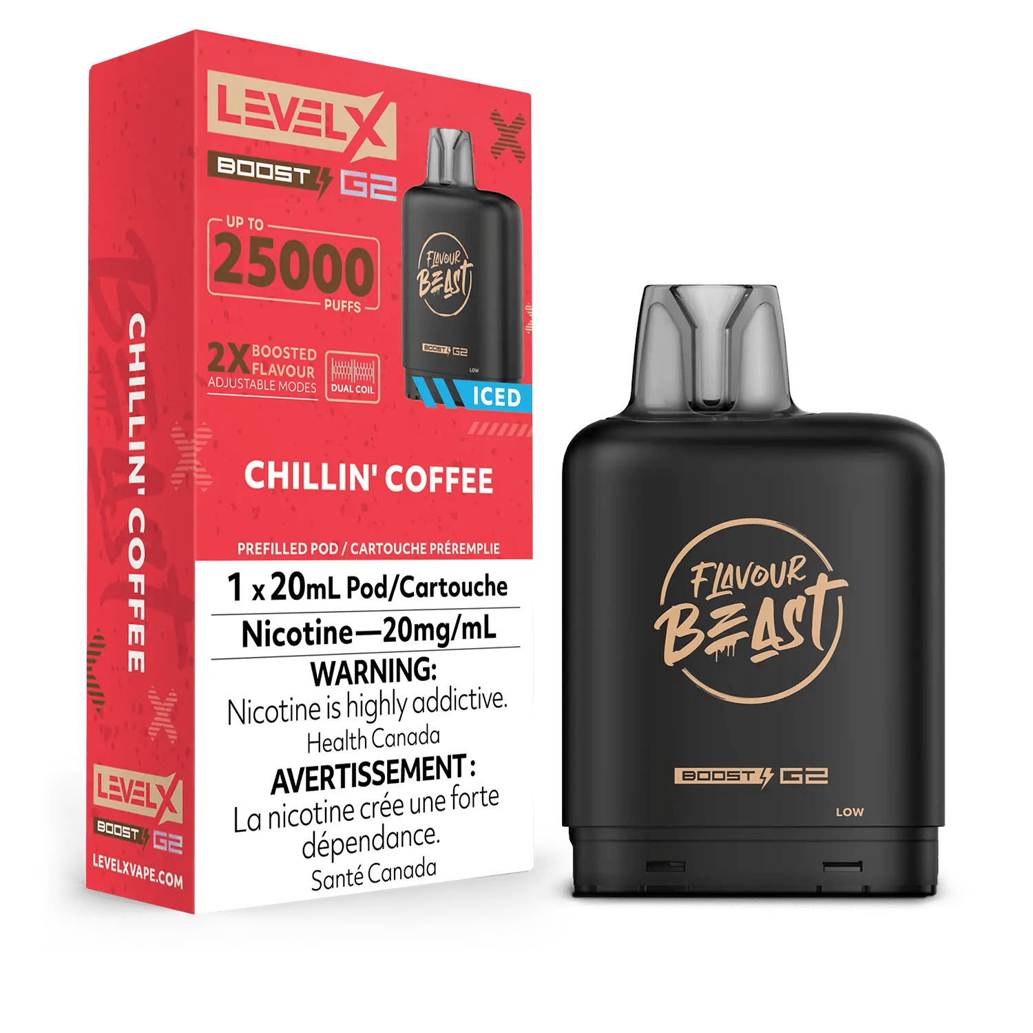 Level X Flavour Beast Boost Pod - Chillin' Coffee Iced available on Canada online vape shop