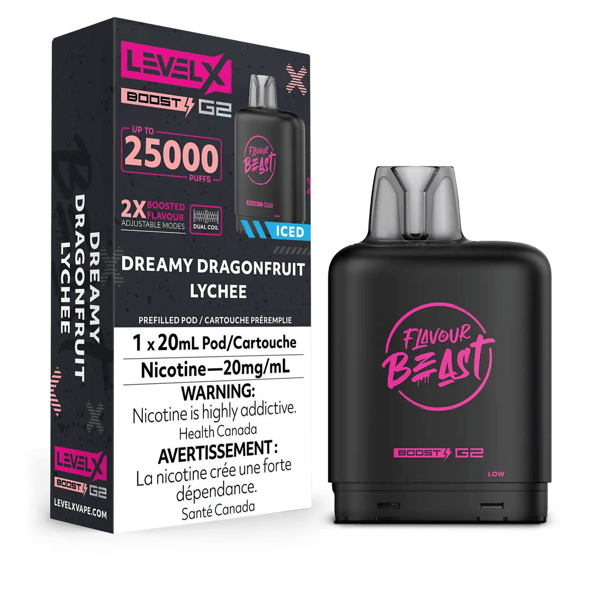 Level X Flavour Beast Boost Pod - Dreamy Dragonfruit Lychee available on Canada online vape shop