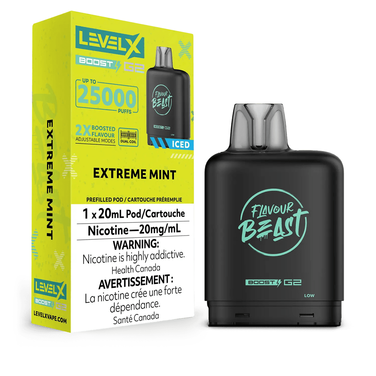 Level X Flavour Beast Boost Pod - Extreme Mint available on Canada online vape shop