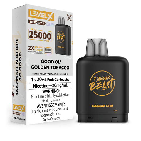 Level X Flavour Beast Boost Pod - Good Ol' Golden Tobacco available on Canada online vape shop