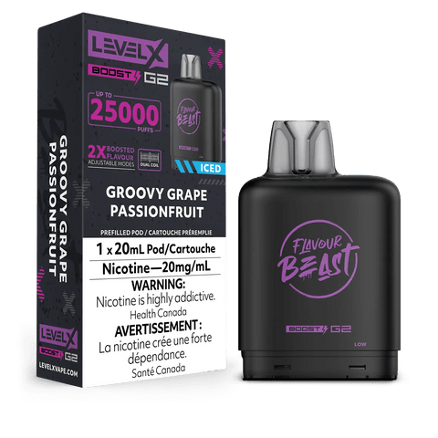 Level X Flavour Beast Boost Pod - Groovy Grape Passionfruit available on Canada online vape shop