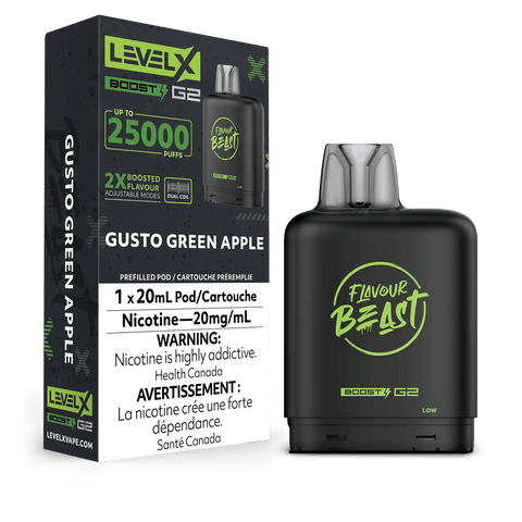 Level X Flavour Beast Boost Pod - Gusto Green Apple available on Canada online vape shop