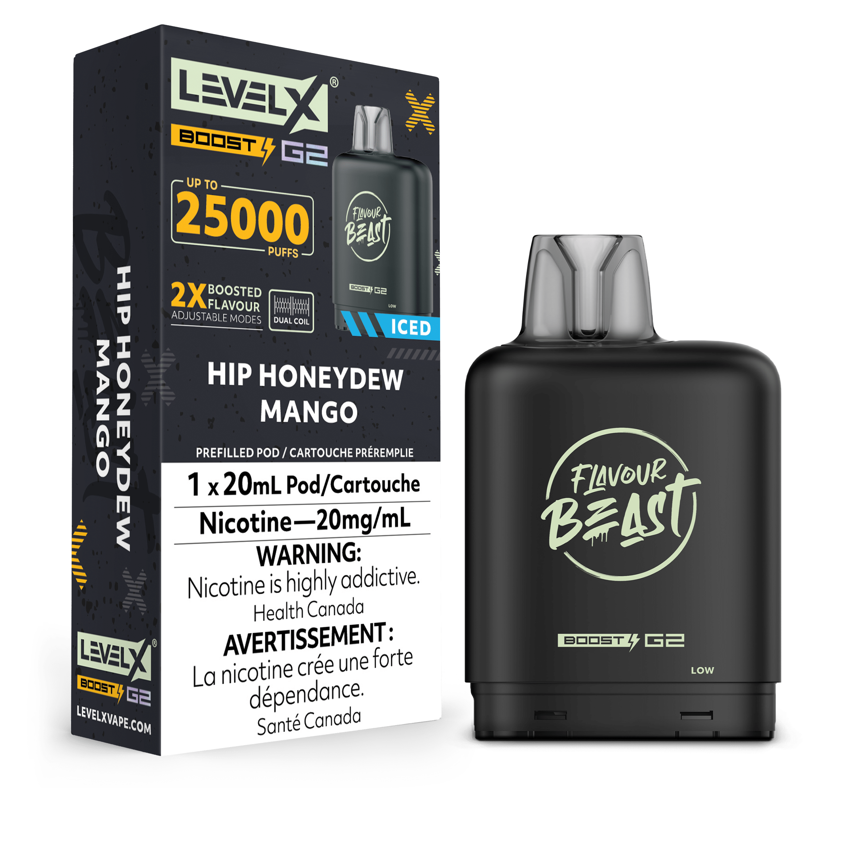 Level X Flavour Beast Boost Pod - Hip Honeydew Mango available on Canada online vape shop