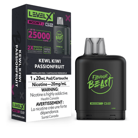 Level X Flavour Beast Boost Pod - Kewl Kiwi Passionfruit available on Canada online vape shop