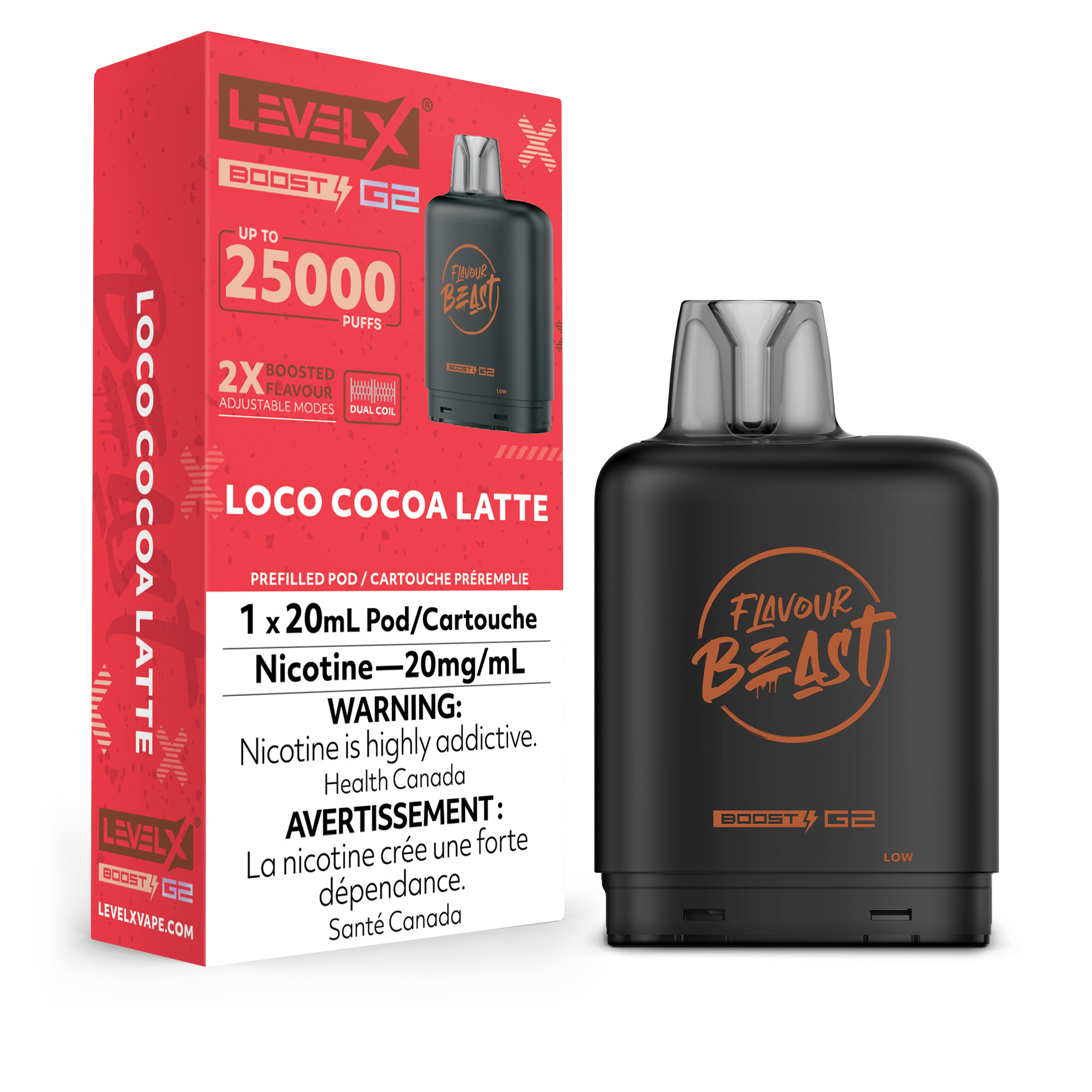 Level X Flavour Beast Boost Pod - Loco Cocoa Latte available on Canada online vape shop