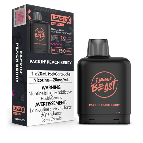 Level X Flavour Beast Boost Pod - Packin' Peach Berry available on Canada online vape shop