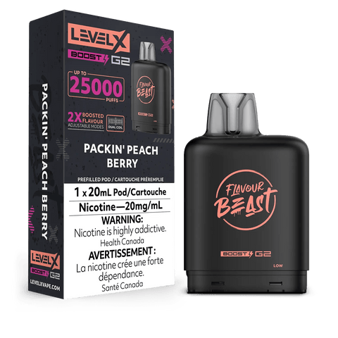 Level X Flavour Beast Boost Pod - Packin' Peach Berry available on Canada online vape shop