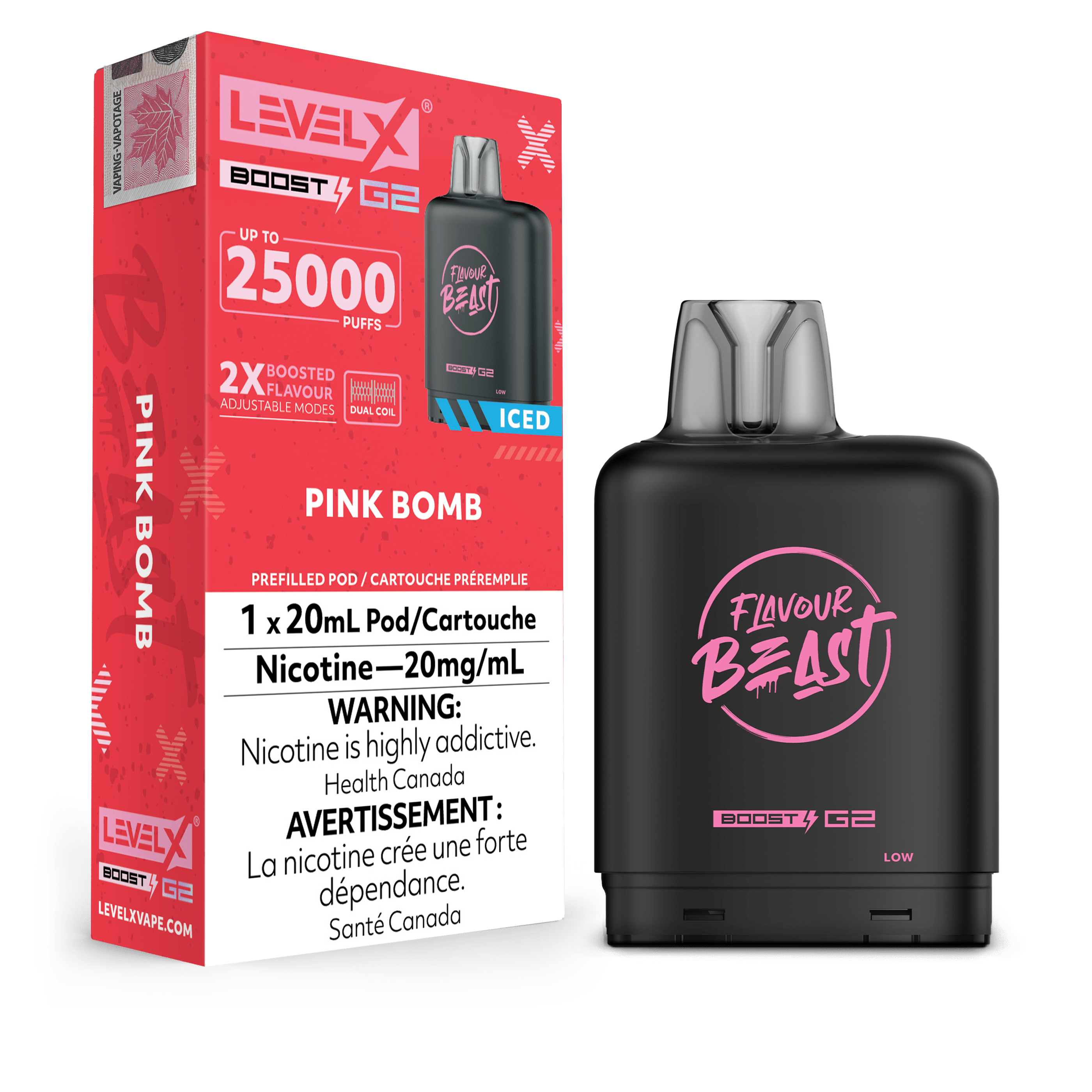 Level X Flavour Beast Boost Pod - Pink Bomb Ice available on Canada online vape shop