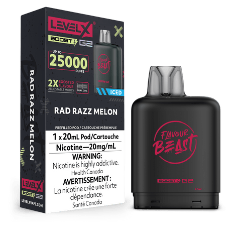 Level X Flavour Beast Boost Pod - Rad Razz Melon available on Canada online vape shop