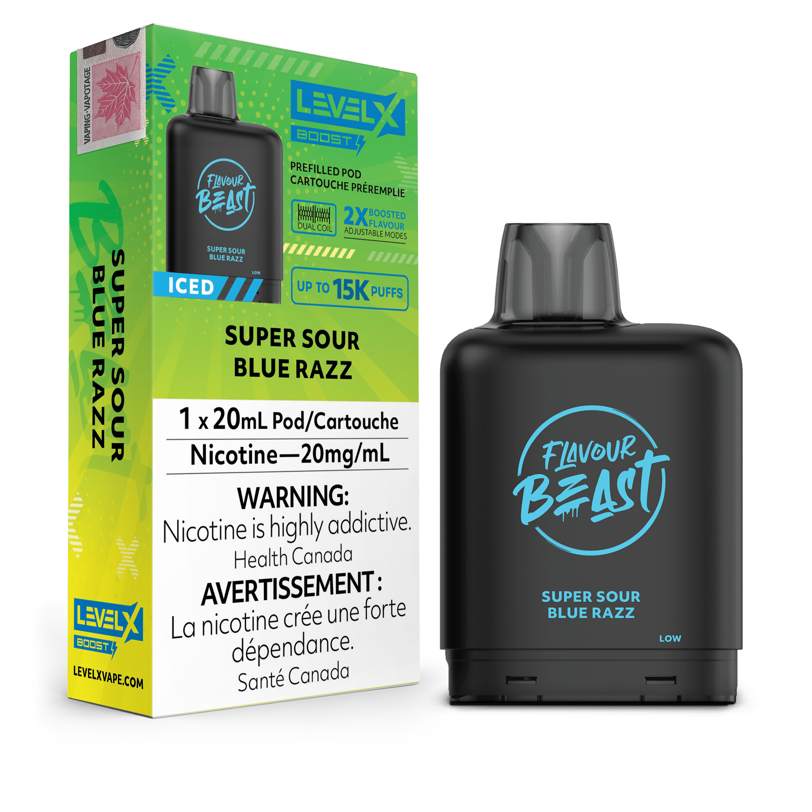 Level X Flavour Beast Boost Pod - Super Sour Blue Razz Iced – DRAGON VAPE