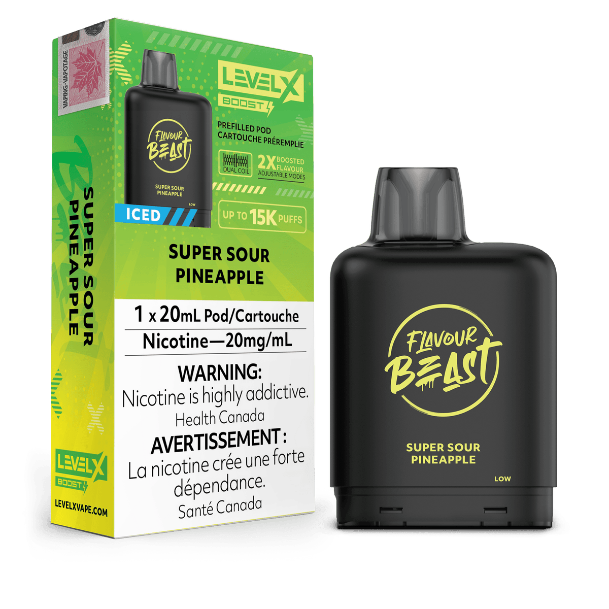Level X Flavour Beast Boost Pod - Super Sour Pineapple Iced available on Canada online vape shop