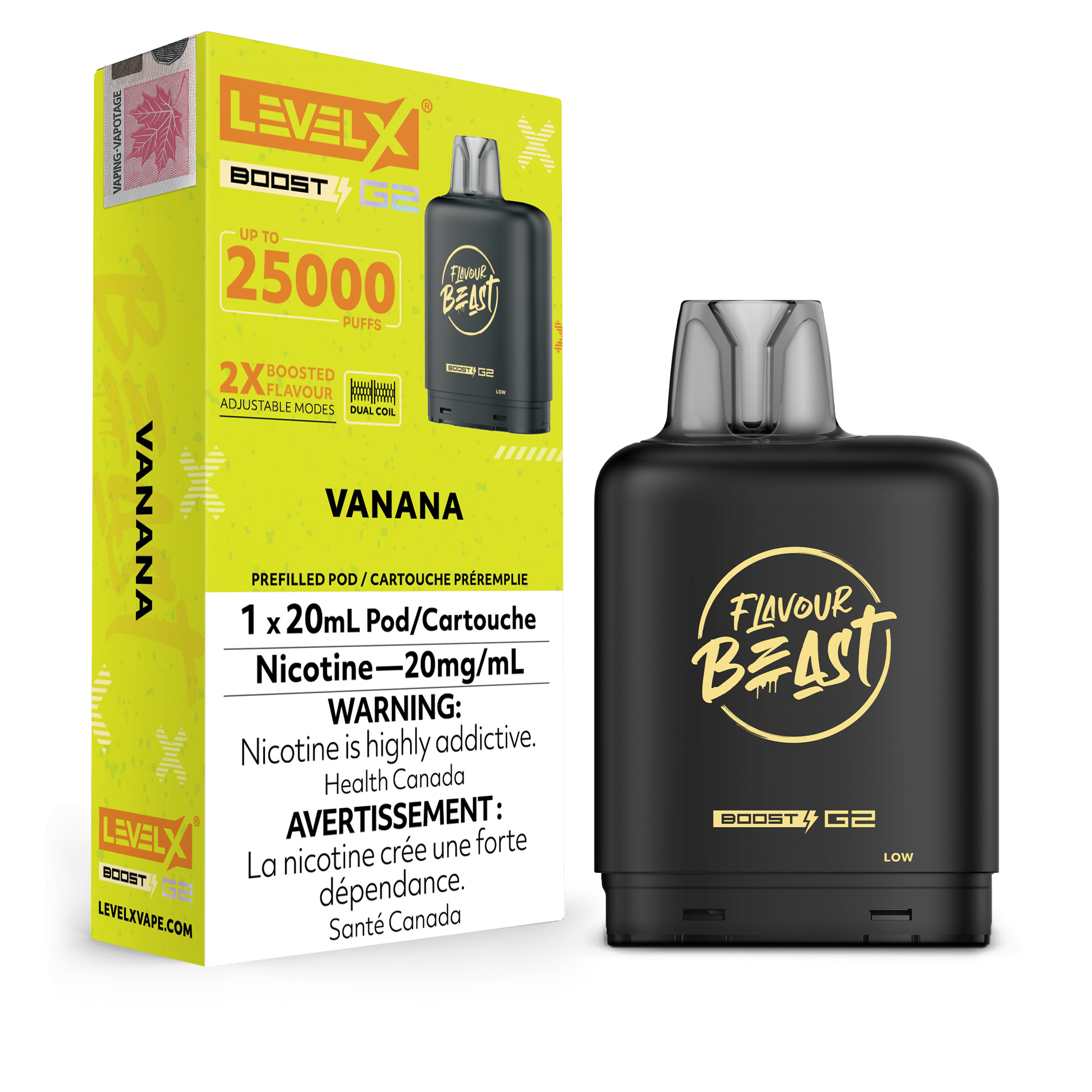 Level X Flavour Beast Boost Pod - Vanana available on Canada online vape shop