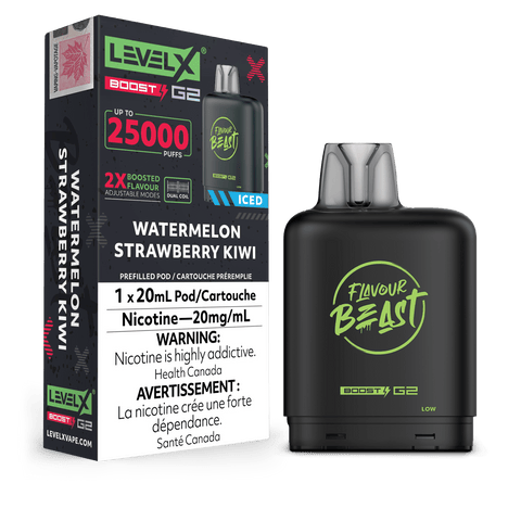 Level X Flavour Beast Boost Pod - Watermelon Strawberry Kiwi Ice available on Canada online vape shop