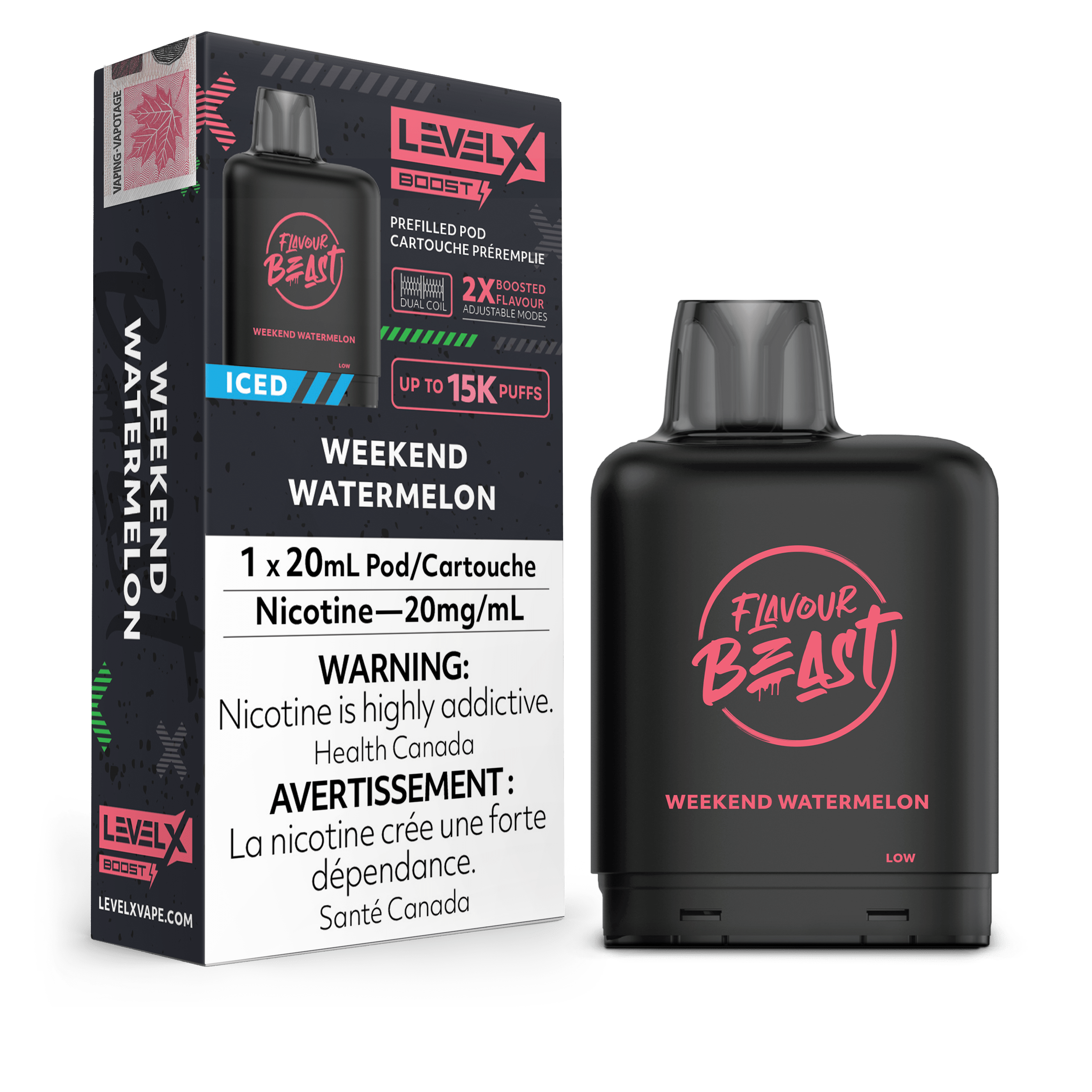 Level X Flavour Beast Boost Pod - Weekend Watermelon Iced available on Canada online vape shop