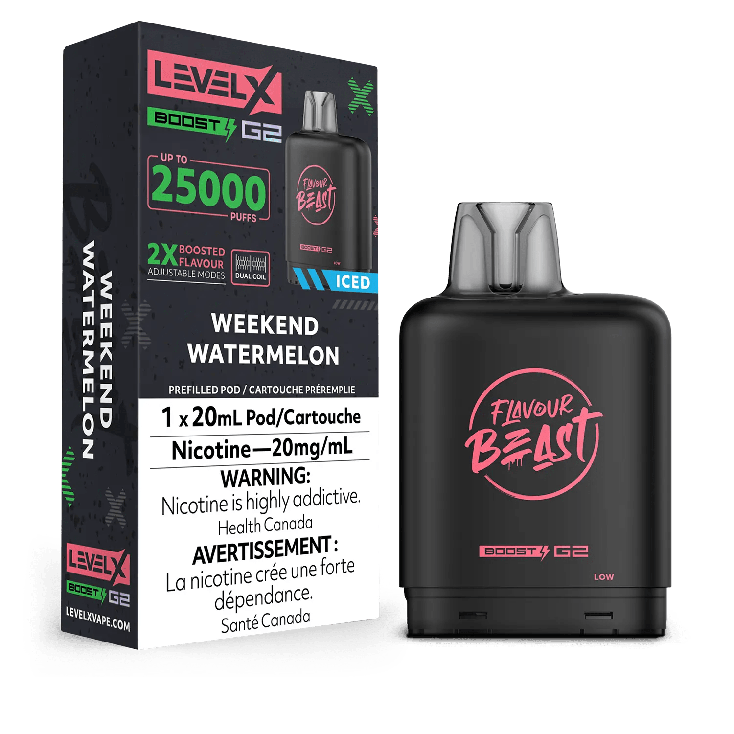 Level X Flavour Beast Boost Pod - Weekend Watermelon Iced available on Canada online vape shop