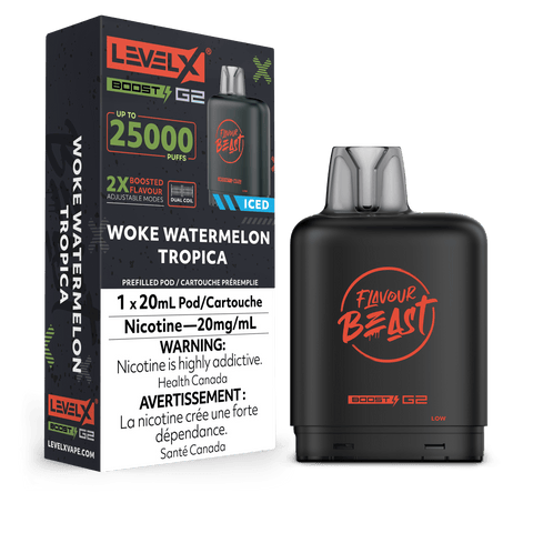 Level X Flavour Beast Boost Pod - Woke Watermelon Tropica available on Canada online vape shop