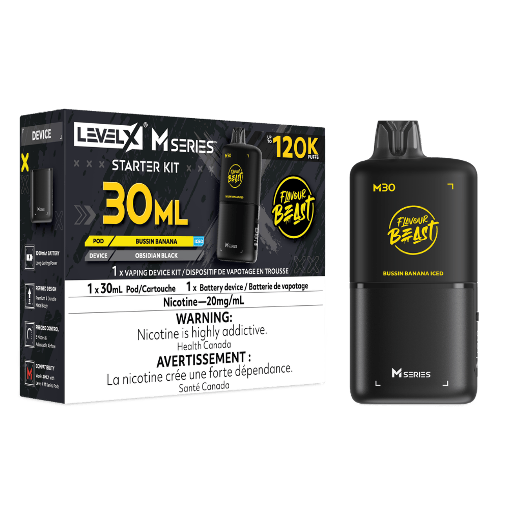 Level X Flavour Beast M Series 30ML Starter Kit - Bussin Banana Iced available on Canada online vape shop