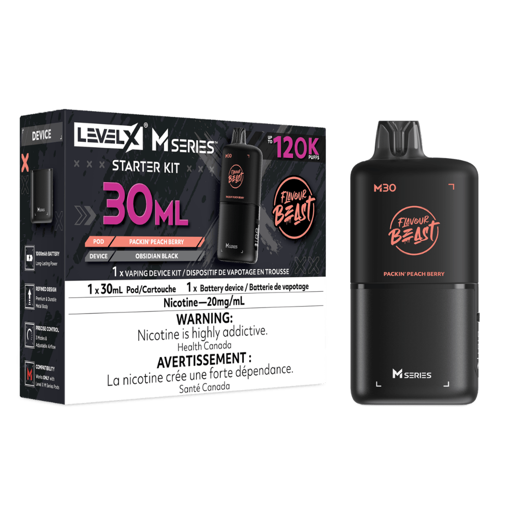 Level X Flavour Beast M Series 30ML Starter Kit - Packin Peach Berry available on Canada online vape shop