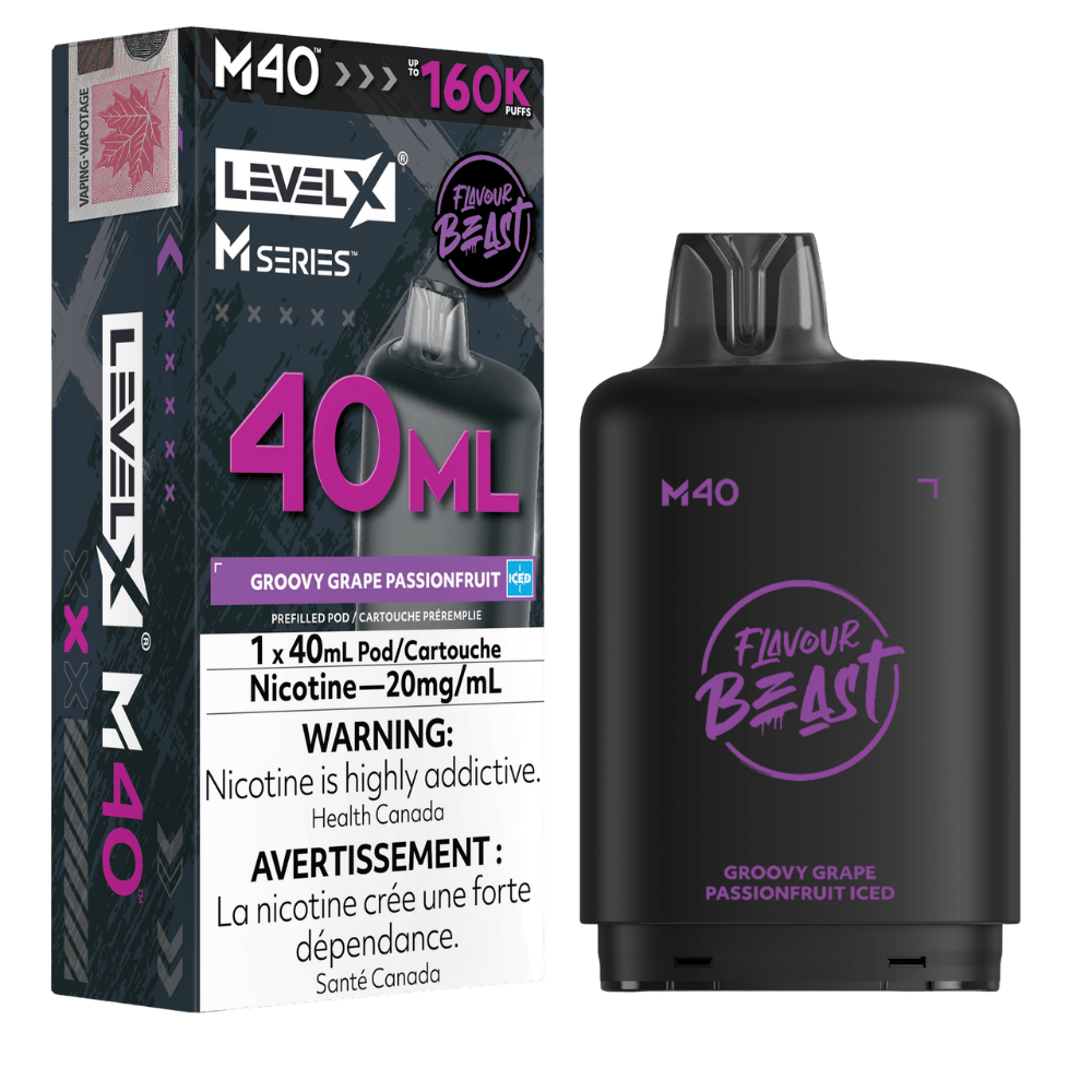 Level X Flavour Beast M Series 40ML Pod - Groovy Grape Passionfruit Iced available on Canada online vape shop